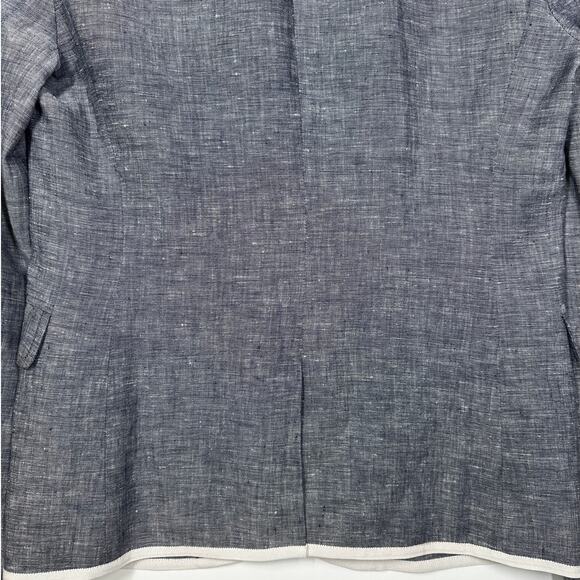 J. Crew Schoolboy Blazer Blue Chambray Linen White Tipping Sz 0 Preppy Career - Picture 9 of 12